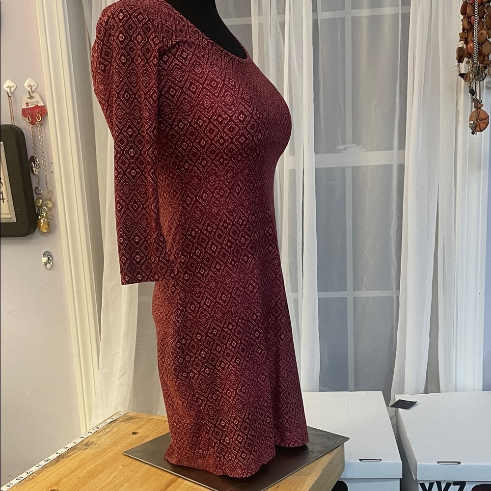 Mudd Burgundy Geometric Long Sleeve Jersey Dress Size Small